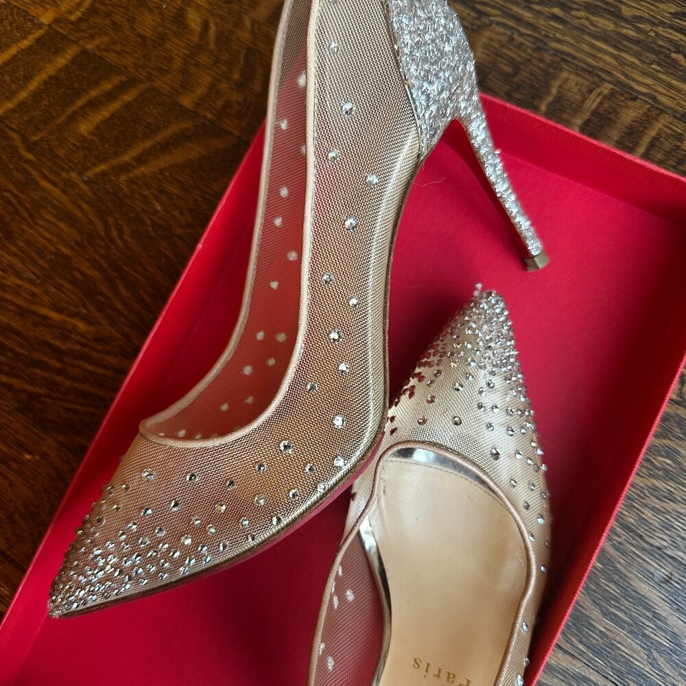 Christian Louboutin Nude Mesh Crystal Pumps - Picture 3 of 8